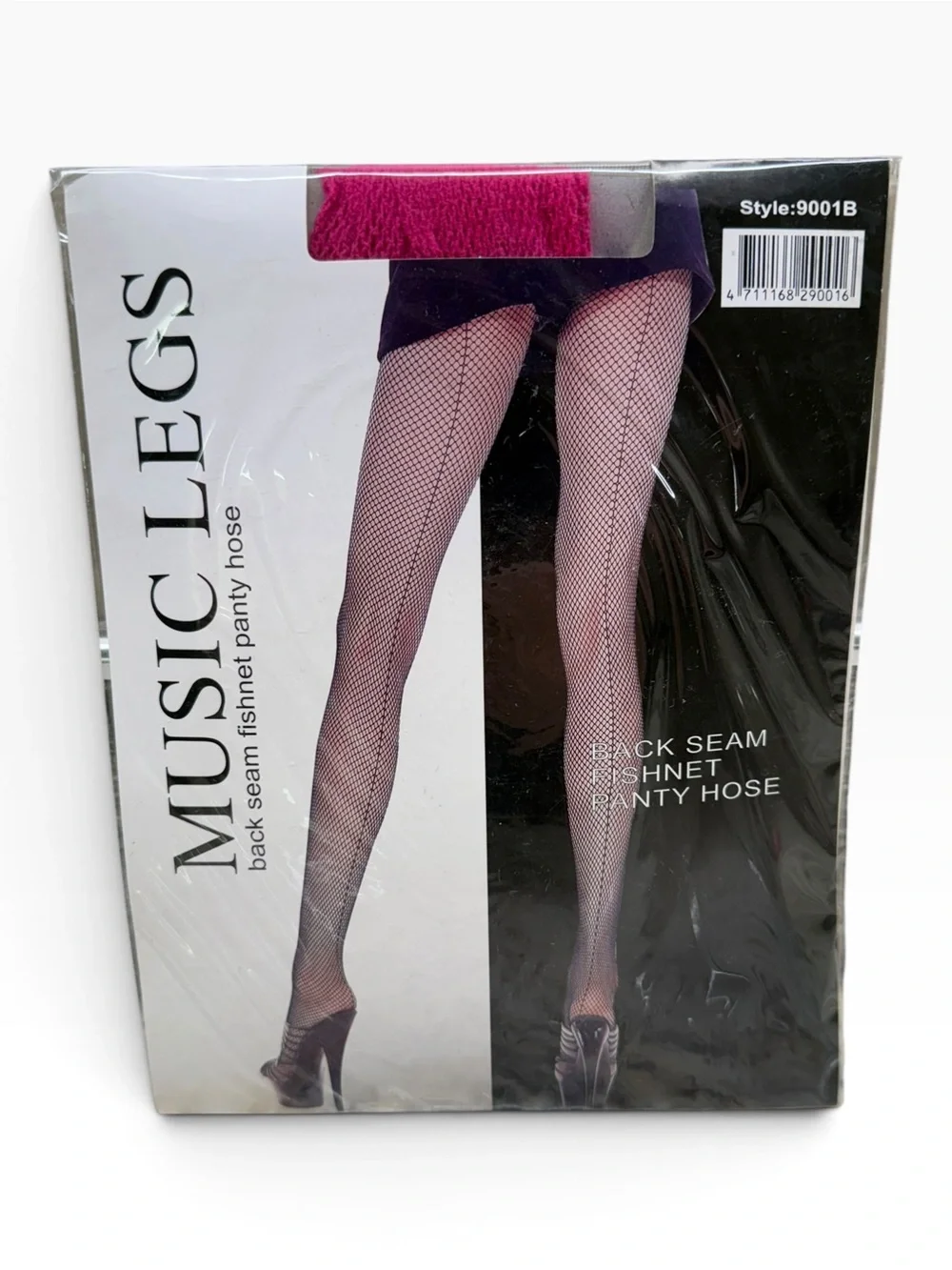 Music Legs Fishnet Back Seam Pantyhose 9001B OS 5’-5’10” 100-175lbs Fuchsia